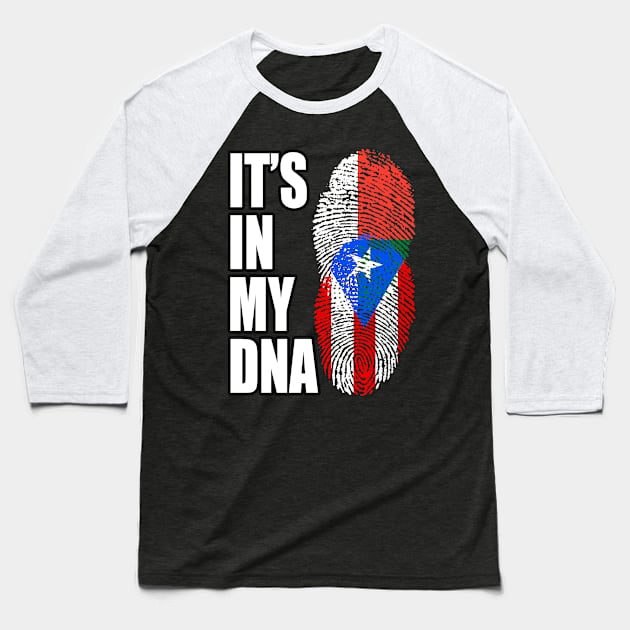 Puerto Rican And Malagasy Mix DNA Flag Heritage Baseball T-Shirt by Just Rep It!!